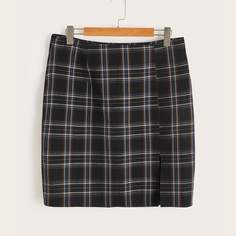 Разрез Клетка Повседневный Юбки размер плюс Shein