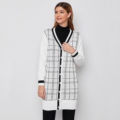 Однобортный кардиган в клетку Shein