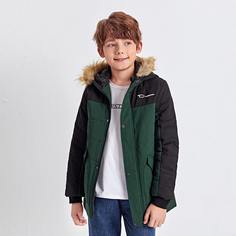 Контрастное ватное пальто с текстовым принтом для мальчиков Shein