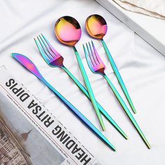 5шт столовые приборы из нержавеющей стали Shein