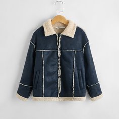 на молнии буква Повседневный Куртки для мальчиков Shein