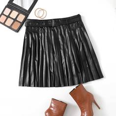 на молнии Одноцветный Повседневный Юбки размер плюс Shein