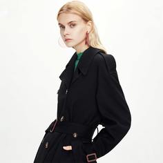 с поясом Одноцветный Повседневный Куртка Shein