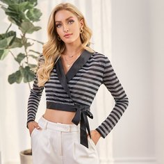 Блестящий короткий топ с узлом Shein