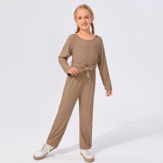 Комбинезон с поясом для девочек Shein