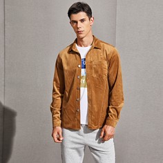 Карман Одноцветный Повседневный Мужские рубашки Shein