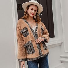 Плюшевое пальто с пуговицами Shein