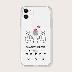 Прозрачный чехол для iPhone с рисунком сердца Shein