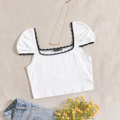 Футболка с кружевом Shein