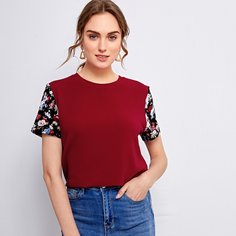 Цветочный Повседневный Футболки Shein