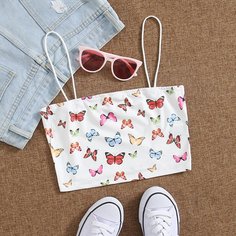 Топ на подтяжках с узором бабочки Shein