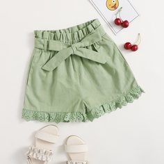 Пояс Одноцветный Бохо Шорты для девочек Shein