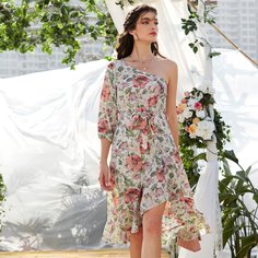 с поясом Цветочный принт Бохо Платье Shein