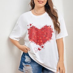 Футболка размера плюс с цветочным принтом Shein