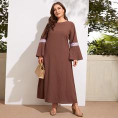 Вышивка Геометрический Повседневный Платья размер плюс Shein