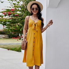 узел Одноцветный Бохо Платье Shein