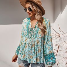 Цветочный Бохо Блузы Shein