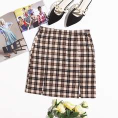 Юбка в клетку с эластичной талией размера плюс Shein