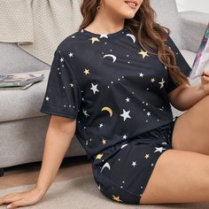 Пижама размера плюс с принтом Shein