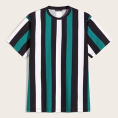 Мужская полосатая футболка с коротким рукавом Shein