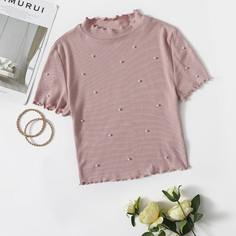 Трикотажная футболка с оригинальной отделкой Shein