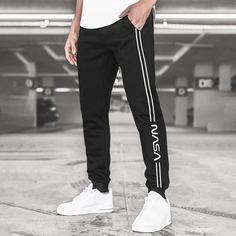 Мужские спортивные брюки на кулиске с текстовым принтом Shein