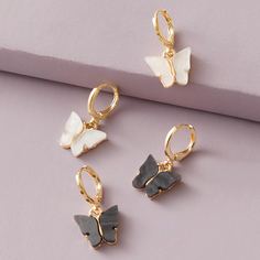 Серьги-подвески с бабочкой 2 пары Shein