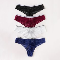 Многоцветный с фестонами Текст Бесшовные трусы Shein