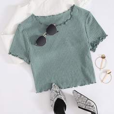 Трикотажная футболка с оригинальной отделкой Shein