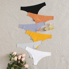 Бесшовные трусики в рубчик 6шт Shein