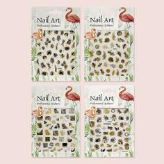 4 листа наклейка для ногтей с узором Shein