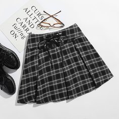 плиссированное в клетку Институтский Юбки размер плюс Shein