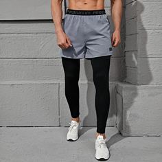 Мужские 2 в 1 спортивные брюки с текстовым принтом и карманом для телефона Shein