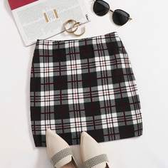 Клетчатый Институтский Юбки Shein