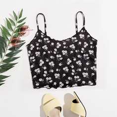 Топ на подтяжках с цветком ромашки и салатом Shein