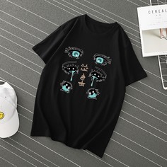 Футболка с мужскими глазами и японским узором Shein