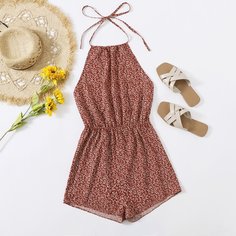 узел сзади Растения Бохо Комбинезоны Shein