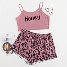 буква Повседневный Пижама размер плюс Shein