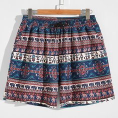 на кулиске Геометрический Отпуск Мужские шорты Shein