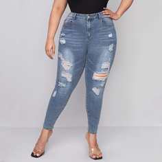 Рваные джинсы размера плюс с высокой талией Shein