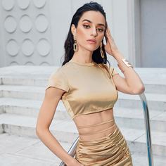 Атласный топ со шнурком Shein