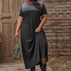 Контрастный цвет Повседневный Платья размер плюс Shein