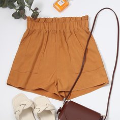 Оборка Одноцветный Повседневный Шорты Shein