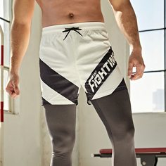 Мужские спортивные леггинсы 2 в 1 с текстовым принтом Shein