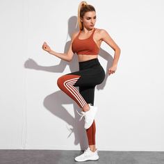 Полосатый Спортивные леггинсы Shein