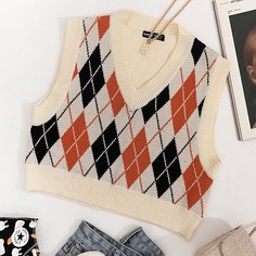 Трикотажный жилет с принтом аргайл Shein