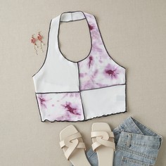 Топ с завязками на шее с отделкой Tie Dye и салатом-латук Shein