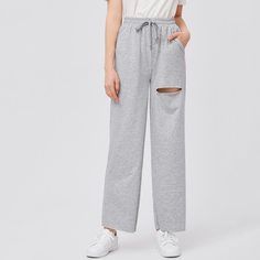 Рваные прямые джинсы с узлом Shein