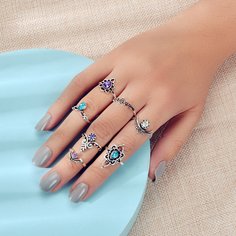 Кольцо со стразами 7шт Shein