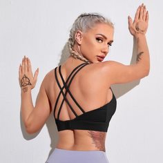 крест на крест Одноцветный Спортивные бюстгальтеры Shein